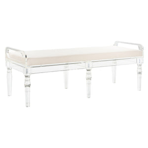 Chelsea House Masters Acrylic Bench With Clear Frame, Muslin Upholstery, Recoverable Seat For Versatile Style 385703