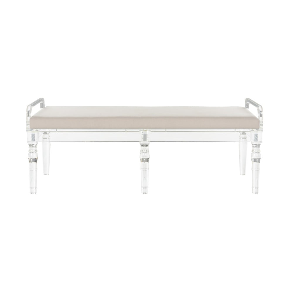 Chelsea House Masters Acrylic Bench With Clear Frame, Muslin Upholstery, Recoverable Seat For Versatile Style 385703