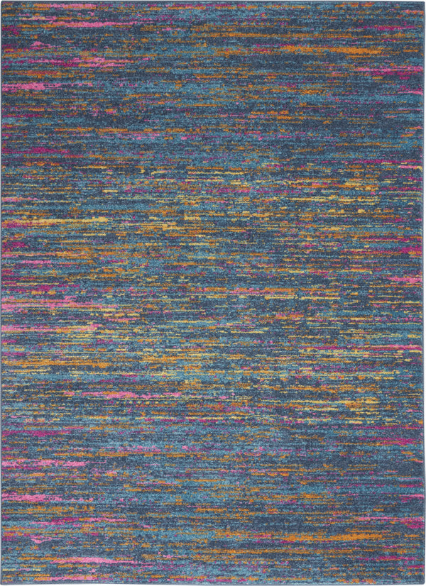 Homeroots 5' X 7' Blue And Orange Abstract Power Loom Area Rug  Polypropylene 385703