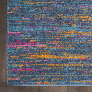 Homeroots 5' X 7' Blue And Orange Abstract Power Loom Area Rug  Polypropylene 385703
