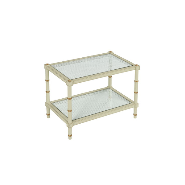 Chelsea House Conner Grass Green Cane Cocktail Table With Gold Accents — Hand-Painted Bamboo-Inspired Design 385709