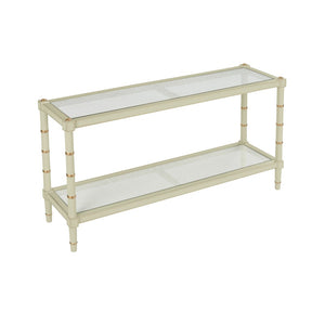 Chelsea House Conner Grass Green Console Table With Gold Accents & Natural Caned Shelf — Bill Cain Designer Piece 385711