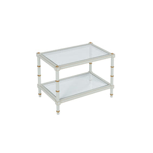 Chelsea House Conner Cane Cocktail Table By Bill Cain — Gray With Gold Hand-Painted Accents & Natural Caned Shelf Delight 385712