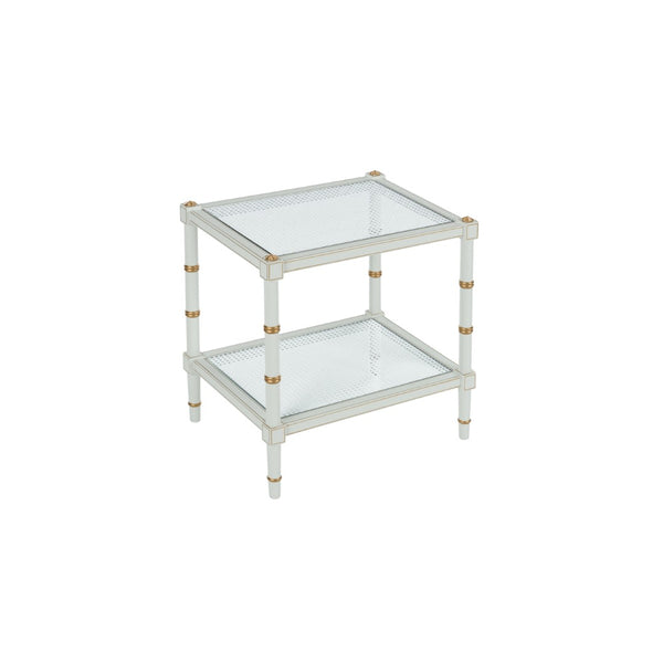 Chelsea House Conner Cane End Table By Bill Cain — Gray Transitional Accent Table With Caned Shelf, Gold Trim (28.5"H) 385713
