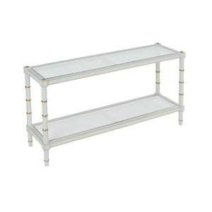 Chelsea House Conner Gray Cane Console With Gold Bamboo Legs, 60" Entry Table By Bill Cain — Coastal Luxe Design 385714