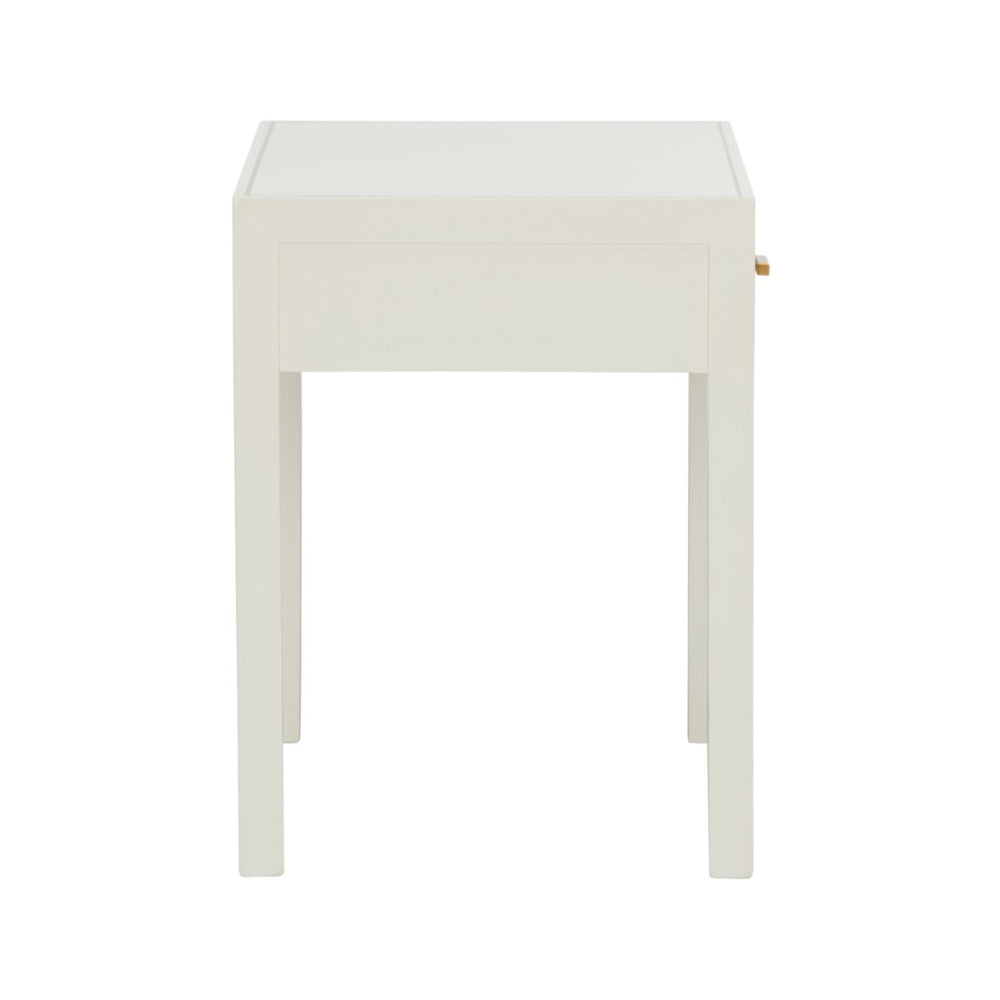 Chelsea House Hazel Satin Gold Honeycomb Nightstand — White Case, Designer Shayla Copas, Compact Drawer Storage 385715