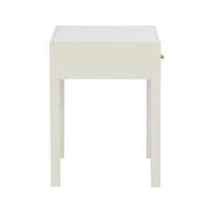 Chelsea House Hazel Satin Gold Honeycomb Nightstand — White Case, Designer Shayla Copas, Compact Drawer Storage 385715