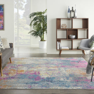 HomeRoots 5' Contemporary Ivory and Blue Abstract Area Rug for Stylish Comfort and Modern Home Décor 7' X 10' Rectangle 385716
