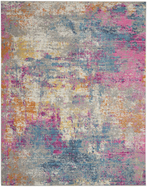HomeRoots 5' Contemporary Ivory and Blue Abstract Area Rug for Stylish Comfort and Modern Home Décor 7' X 10' Rectangle 385716
