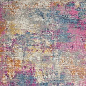 HomeRoots 5' Contemporary Ivory and Blue Abstract Area Rug for Stylish Comfort and Modern Home Décor 8' X 10' Rectangle 385717
