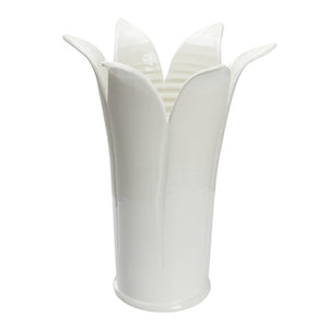 Chelsea House Lily Handcrafted Italian Ceramic Umbrella Stand By Bill Cain — Cream Glaze, Sculptural Tulip Design, Durable 385724