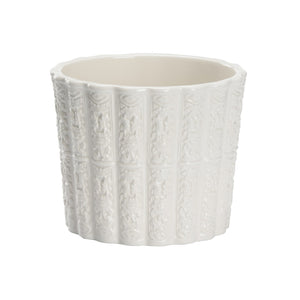 Chelsea House Brandywine Ceramic Planter In Glossy White — Handmade Embossed Design For Stylish Indoor Plants 385726