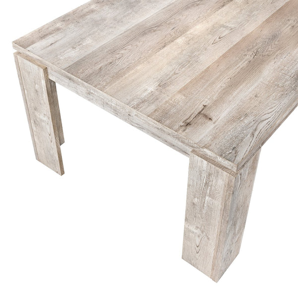 English Elm Dining Table Taupe 60" Reclaimed Wood Look Rectangular Seating for 6 Thick Block Legs Modern Durable Stylish B2710P286987