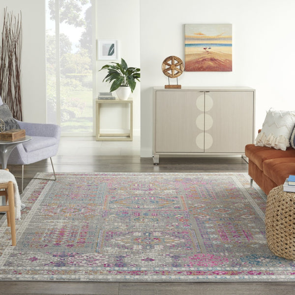 HomeRoots 7' Gray and Ivory Abstract Distressed Area Rug – Stylish, Durable, and Low-Maintenance for Any Space 8?x10? 385728