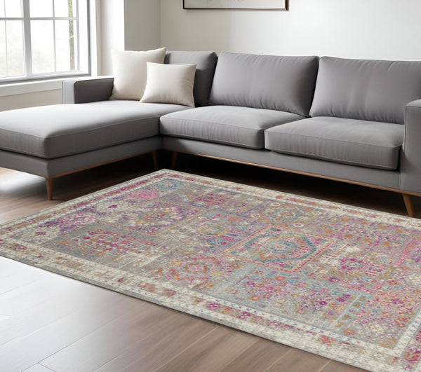 HomeRoots 7' Gray and Ivory Abstract Distressed Area Rug – Stylish, Durable, and Low-Maintenance for Any Space 8?x10? 385728
