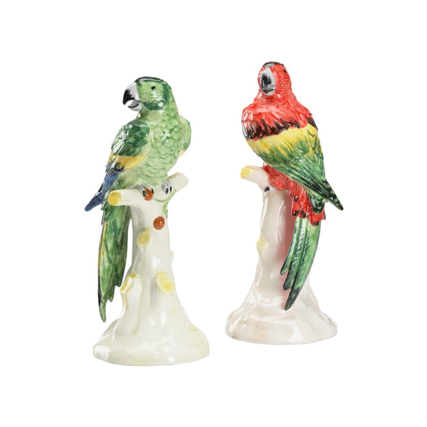 Chelsea House Large Parrots Ceramic Pair With Hand-Painted Cherries — Handmade Italian Decor, Vibrant Mantel Accent 385743