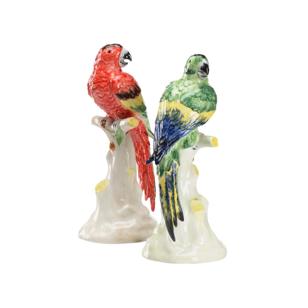 Chelsea House Large Parrots Ceramic Pair With Hand-Painted Cherries — Handmade Italian Decor, Vibrant Mantel Accent 385743