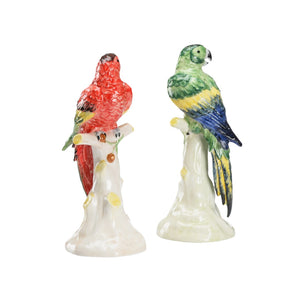 Chelsea House Large Parrots Ceramic Pair With Hand-Painted Cherries — Handmade Italian Decor, Vibrant Mantel Accent 385743