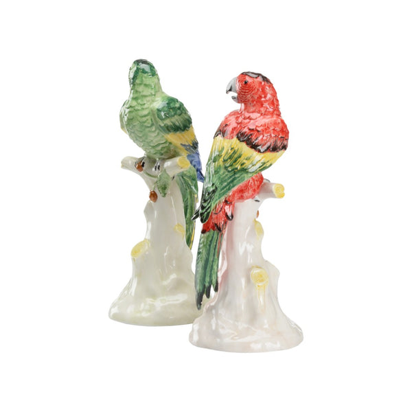 Chelsea House Large Parrots Ceramic Pair With Hand-Painted Cherries — Handmade Italian Decor, Vibrant Mantel Accent 385743
