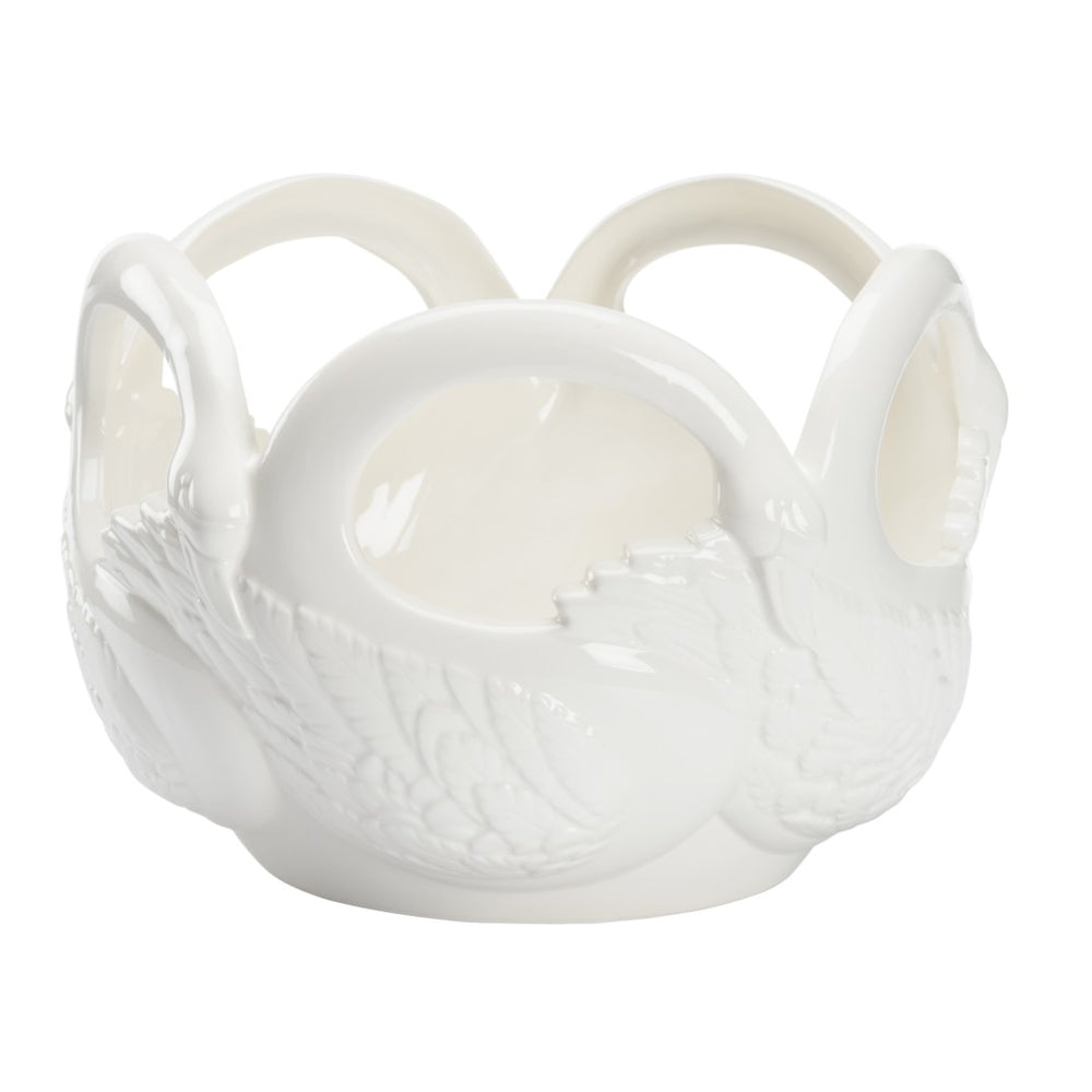 Chelsea House Swan Handcrafted Italian Ceramic Bowl — Glossy Sculptural Centerpiece For Fruit Or Decorative Display 385747
