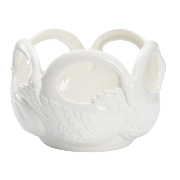 Chelsea House Swan Handcrafted Italian Ceramic Bowl — Glossy Sculptural Centerpiece For Fruit Or Decorative Display 385747
