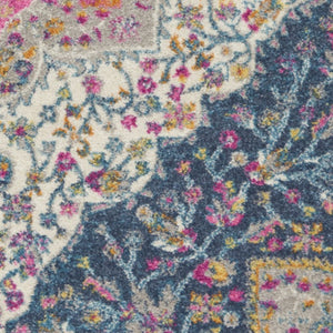 HomeRoots 5' Blue and Ivory Medallion Distressed Area Rug - Timeless Vintage Elegance for Any Space 5?x7? 385747