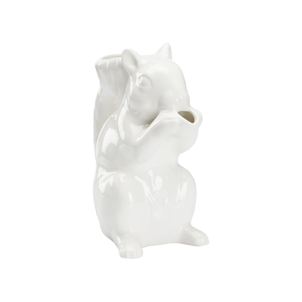 Chelsea House Squirrel Ceramic Pitcher From Italy — White Glazed 9.5" Tall Vase & Functional Serving Accent For Home Decor 385749