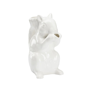 Chelsea House Squirrel Ceramic Pitcher From Italy — White Glazed 9.5" Tall Vase & Functional Serving Accent For Home Decor 385749