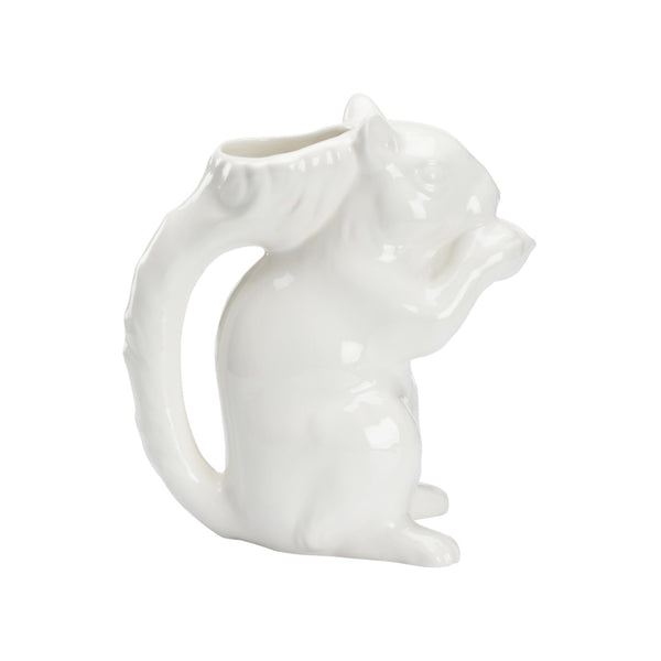 Chelsea House Squirrel Ceramic Pitcher From Italy — White Glazed 9.5" Tall Vase & Functional Serving Accent For Home Decor 385749