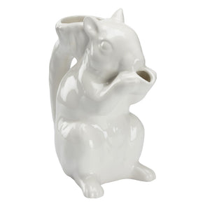 Chelsea House Squirrel Ceramic Pitcher From Italy — White Glazed 9.5" Tall Vase & Functional Serving Accent For Home Decor 385749
