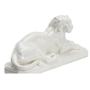 Chelsea House White Lions Pair White Crackled Glaze Figurines — Elegant 8" Mantel Accents For Modern & Classic Homes 385750