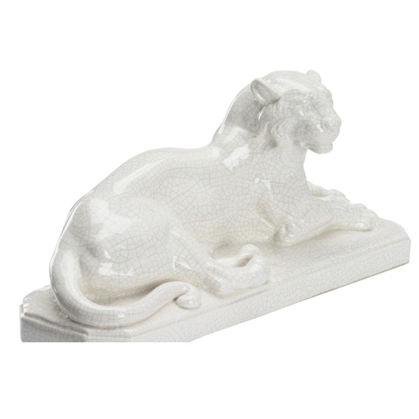 Chelsea House White Lions Pair White Crackled Glaze Figurines — Elegant 8" Mantel Accents For Modern & Classic Homes 385750