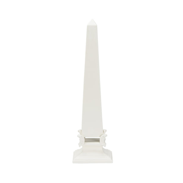 Chelsea House White Neoclassical Obelisk Handcrafted Italian Ceramic Matte Ivory Glaze 22" Accent Sculpture 385752