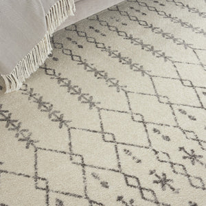 HomeRoots 8' Modern Gray and Ivory Geometric Distressed Area Rug for Living Rooms, Bedrooms, and Dining Spaces 8' x 10' 385756