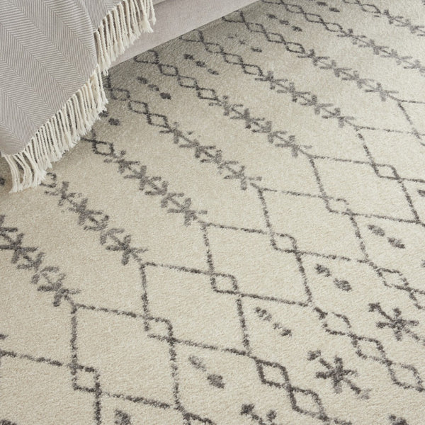 HomeRoots 8' Modern Gray and Ivory Geometric Distressed Area Rug for Living Rooms, Bedrooms, and Dining Spaces 8' x 10' 385756