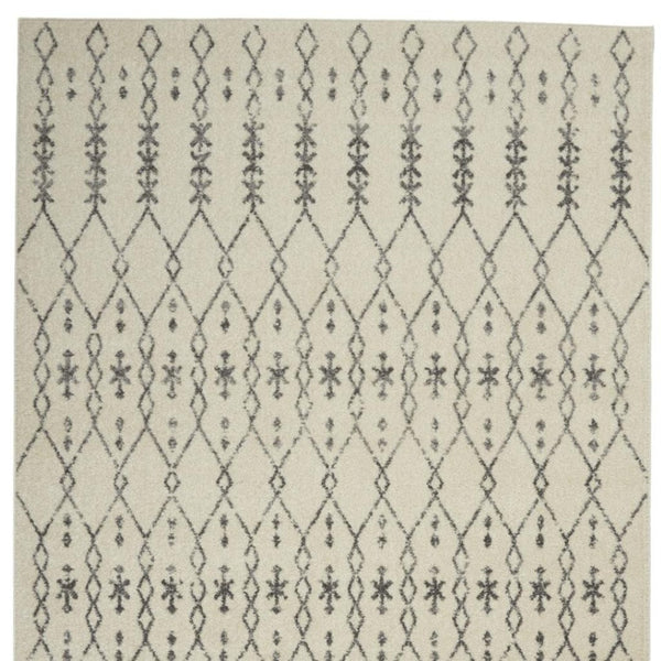 HomeRoots 8' Modern Gray and Ivory Geometric Distressed Area Rug for Living Rooms, Bedrooms, and Dining Spaces 8' x 10' 385756