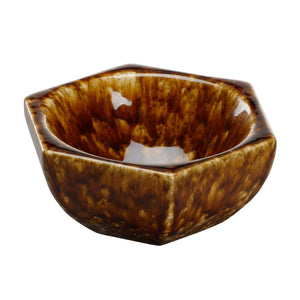 Chelsea House Tortoise Ceramic Hexagonal Bowl — Mottled Brown Glaze Catch-All, Jewelry Tray & Mini Planter Accent 385759
