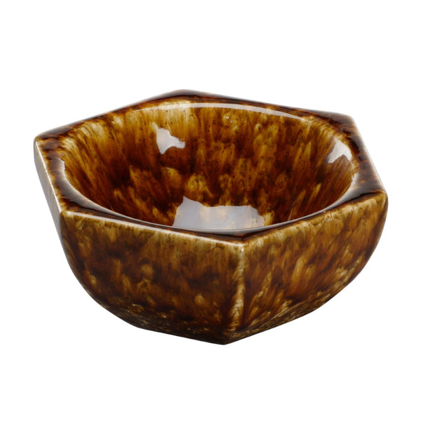 Chelsea House Tortoise Ceramic Hexagonal Bowl — Mottled Brown Glaze Catch-All, Jewelry Tray & Mini Planter Accent 385759