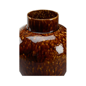 Chelsea House Tortoise Ceramic Vase Sm — Mottled Brown Glazed 16" Focal Accent For Mantel, Dried Or Fresh Arrangements 385762