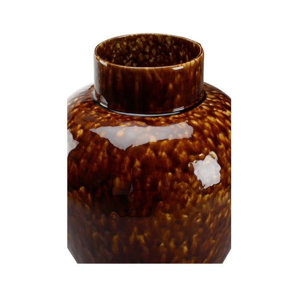 Chelsea House Tortoise Ceramic Vase Sm — Mottled Brown Glazed 16" Focal Accent For Mantel, Dried Or Fresh Arrangements 385762