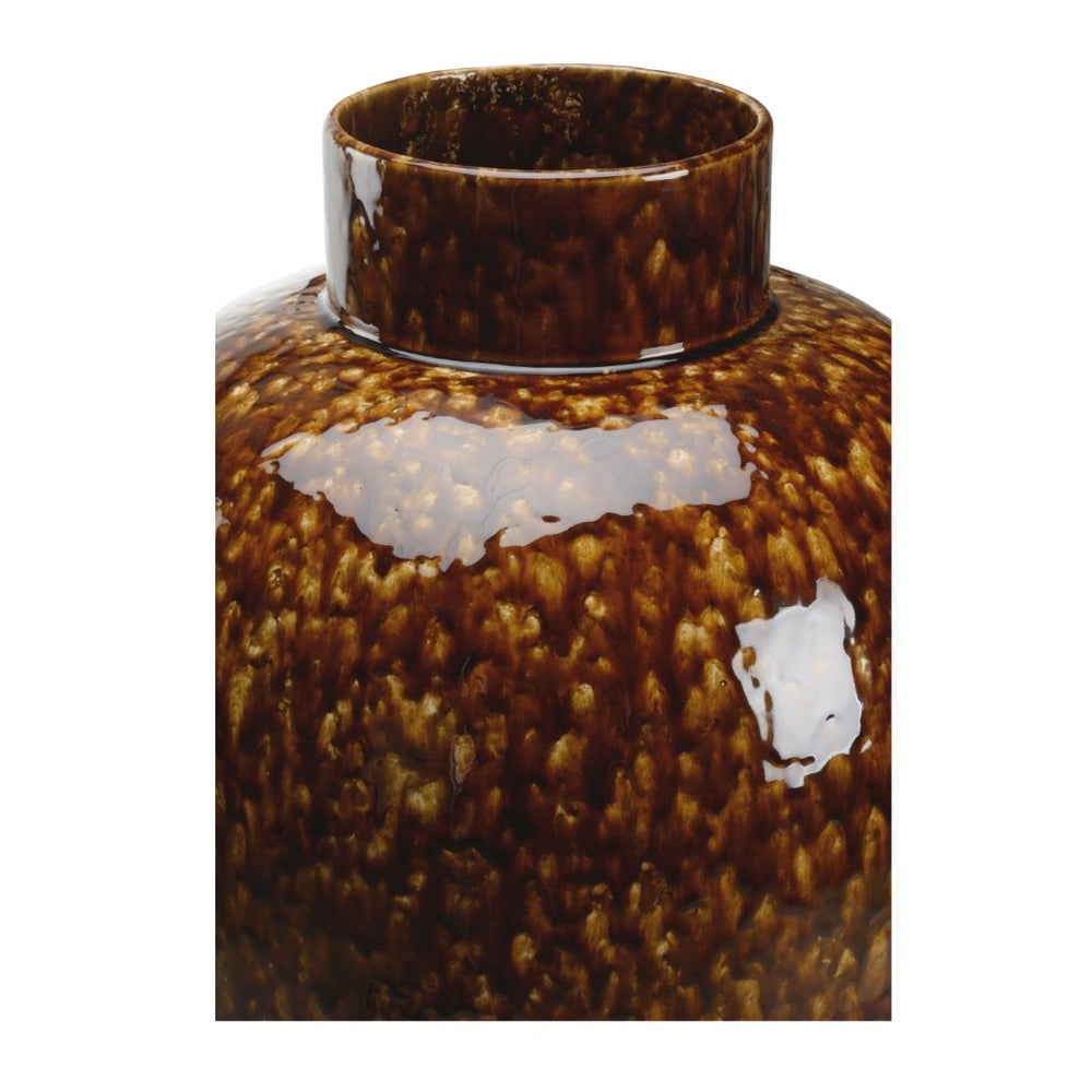 Chelsea House Tortoise Ceramic Vase 20" H – Mottled Brown Glazed Accent Piece For Shelves, Mantels & Dried Florals 385763