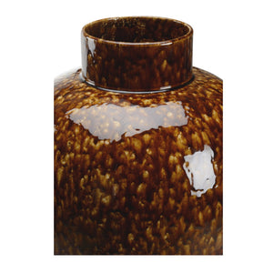 Chelsea House Tortoise Ceramic Vase 20" H – Mottled Brown Glazed Accent Piece For Shelves, Mantels & Dried Florals 385763
