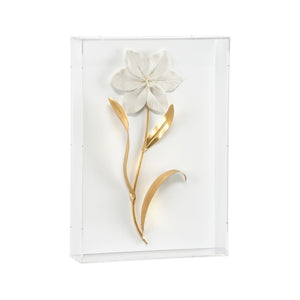 Chelsea House Porcelain Sculptural Wall Art By Bill Cain — Matte White Blooms With Antique Gold Iron Leaves, Boxed Frame 385764