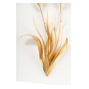 Chelsea House Porcelain Matte White Flower Wall Art With Antique Gold Iron Leaves In Acrylic Shadow Box Frame 385766