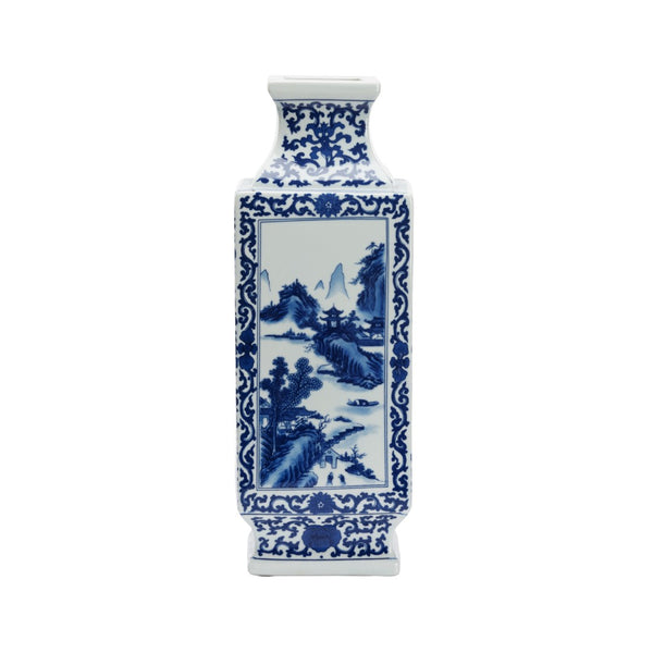 Chelsea House Dynasty Hand-Painted Blue & White Landscape Vase — 18" Ceramic Heirloom Accent For Mantels & Tables 385774
