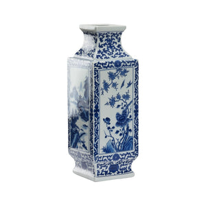 Dynasty Blue and White Landscape Vase Blue, White/Cream 385774 Chelsea House