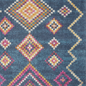 Homeroots 5' X 7' Navy Blue Southwestern Berber Area Rug  Polypropylene 385778