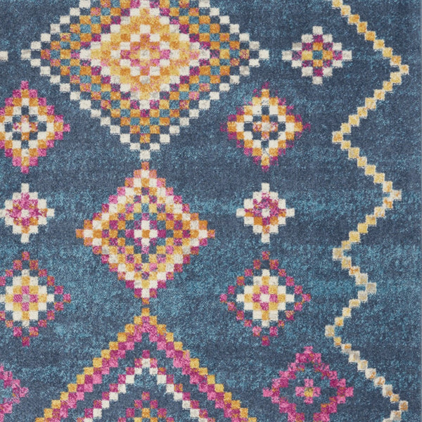 Homeroots 5' X 7' Navy Blue Southwestern Berber Area Rug  Polypropylene 385778