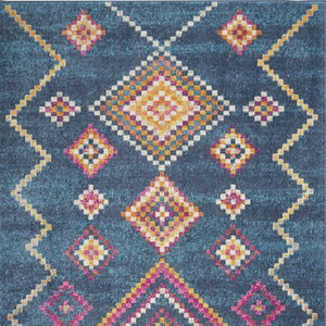 Homeroots 5' X 7' Navy Blue Southwestern Berber Area Rug  Polypropylene 385778