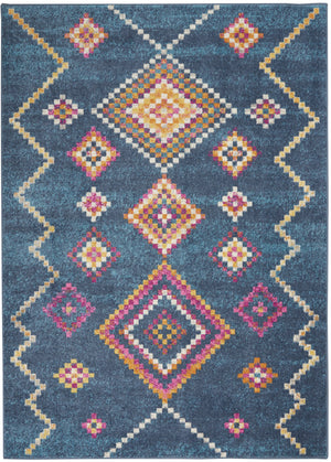 Homeroots 5' X 7' Navy Blue Southwestern Berber Area Rug  Polypropylene 385778